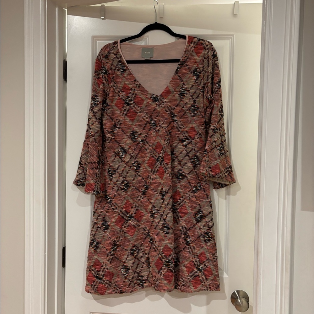 Anthropologie Maeve Multicolor V-Neck Midi Dress